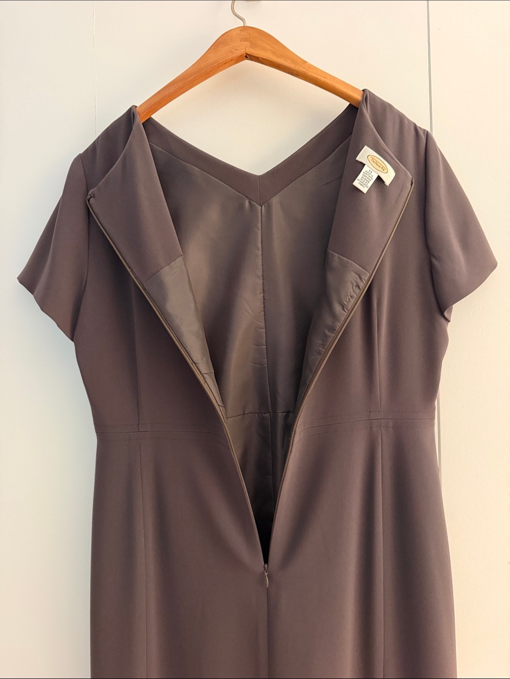 Talbots Brown Short-Sleeve Fit-and-Flare Lined Dress - Picture 4 of 12